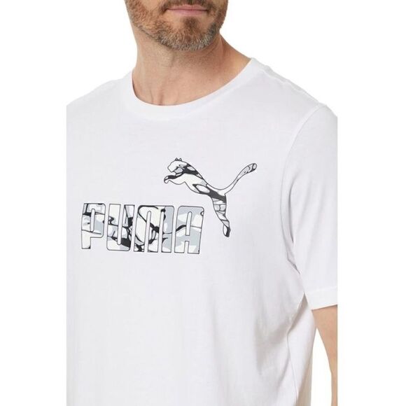Puma Men's Short-Sleeve Splash Logo-Graphic T-Shirt in White-Large - Picture 3 of 7